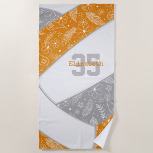 künstlerischer Blumenpaisley Doodle Orangenvolleyb Strandtuch