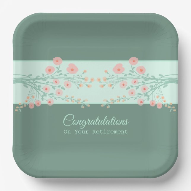 Künstlerischer Blumenplatz stilvoll Pappteller (Vorderseite)