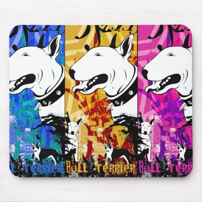 Künstlerischer Bullterrier-Hundezucht-Entwurf Mousepad (Vorne)
