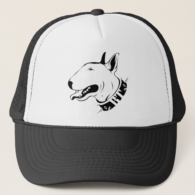 Künstlerischer Bullterrier-Hundezucht-Entwurf Truckerkappe (Vorderseite)