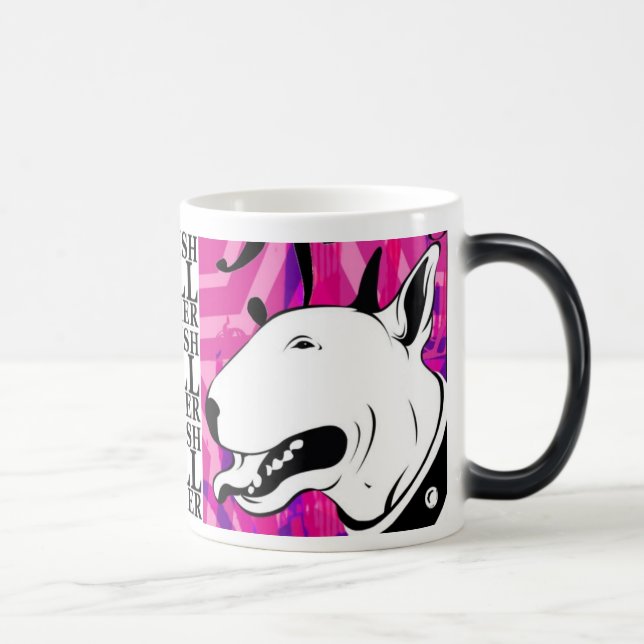 Künstlerischer Bullterrier-Hundezucht-Entwurf Verwandlungstasse (Rechts)