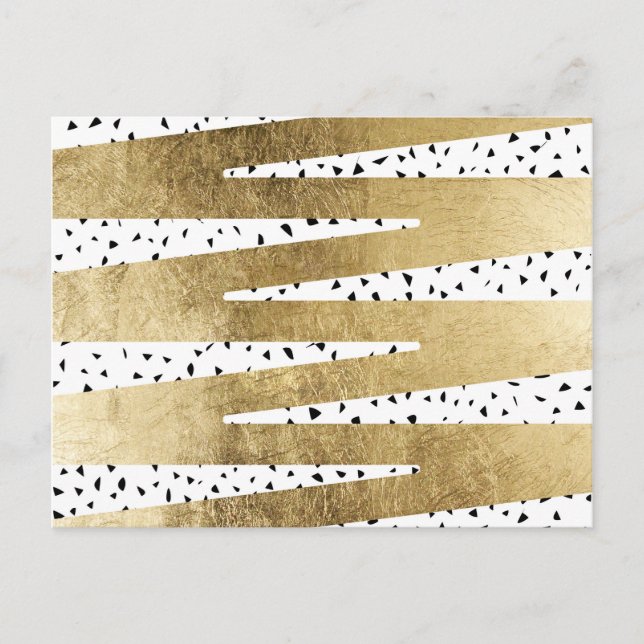 Künstlerischer Chic Gold & Black Zigzag & Abstrakt Postkarte (Vorderseite)