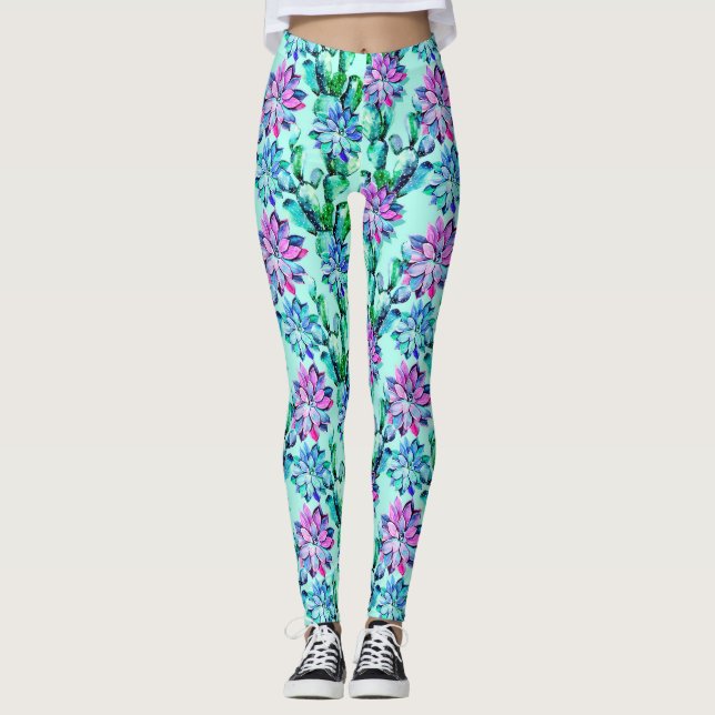 Künstlerischer Chic Stilvolles modernes Kakteen-Mu Leggings (Vorderseite)