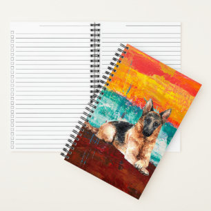 Künstlerischer Deutscher Schäferhund Abstract Chec Notizbuch
