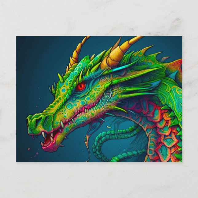 Künstlerischer Drache Postkarte (Vorderseite)