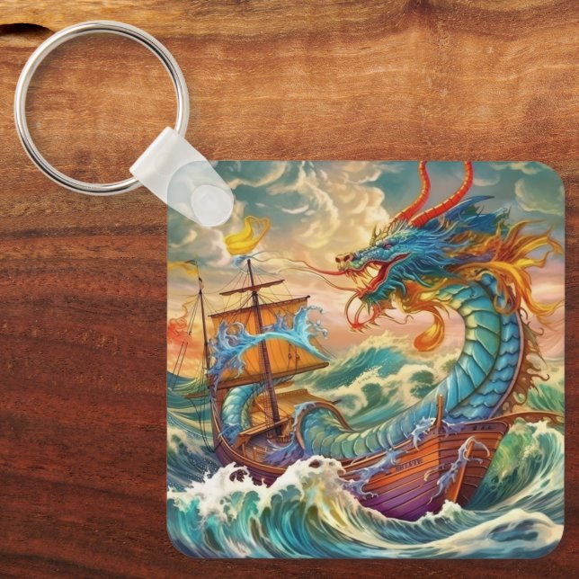 Künstlerischer Drache Schlüsselanhänger (Vorderseite)