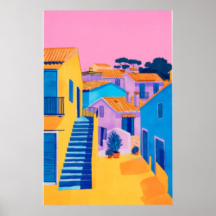 Künstlerischer Druck des italienischen Küstenstädt Poster