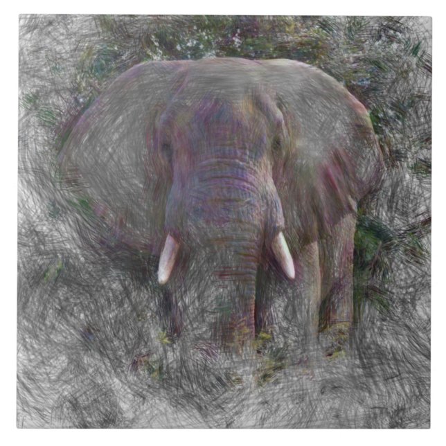 künstlerischer Elefant Fliese (Vorderseite)