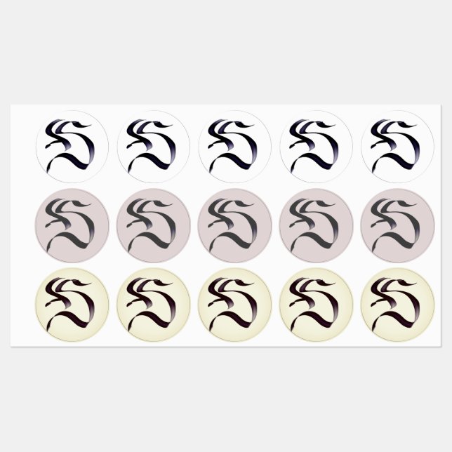 Künstlerischer Elegant Monogram Calligrafy Letter  Etiketten (Blatt)