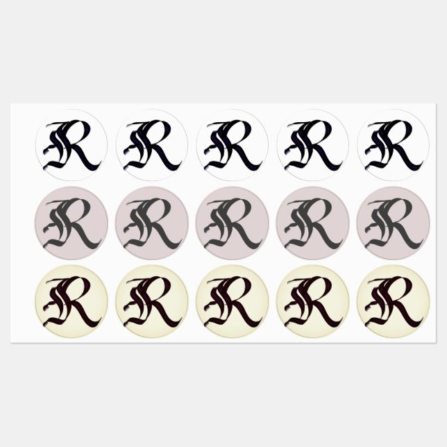 Künstlerischer Elegant Monogram Calligrafy Letter  Etiketten (Blatt)