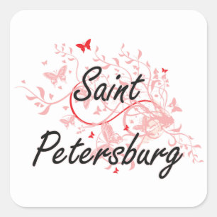 Künstlerischer Entwurf Stadt St Petersburg Quadratischer Aufkleber