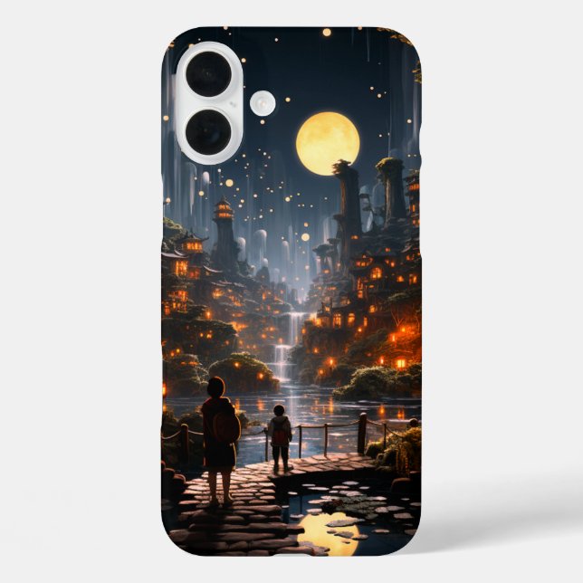 Künstlerischer Fall für Moon Scene iPhone 16 Plus Hülle (Rückseite)