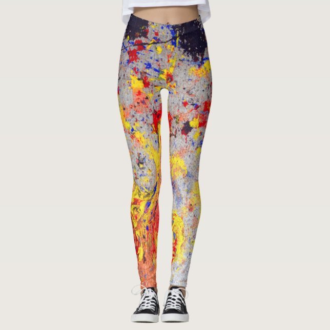 Künstlerischer Farbspritzling Leggings (Vorderseite)