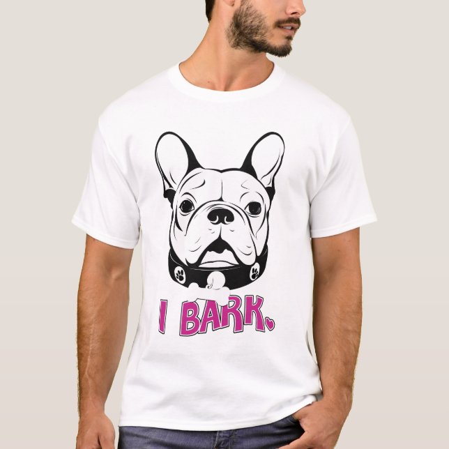 Künstlerischer französische Bulldoggen-"Barken-" T-Shirt (Vorderseite)