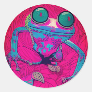Künstlerischer Frosch Runder Aufkleber