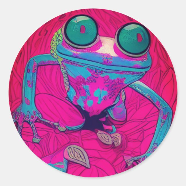 Künstlerischer Frosch Runder Aufkleber (Vorderseite)