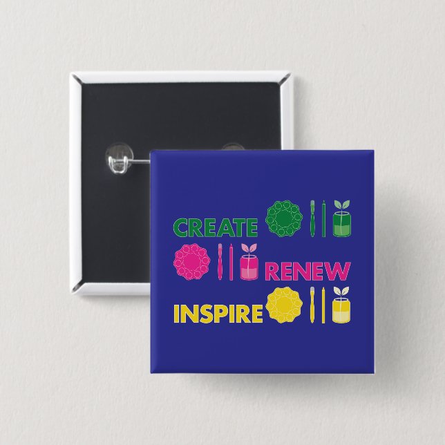 Künstlerischer Frühling Knolling Button (Vorne & Hinten)