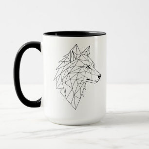 Künstlerischer geometrischer Wolfskopf Keramik-Kaf Tasse