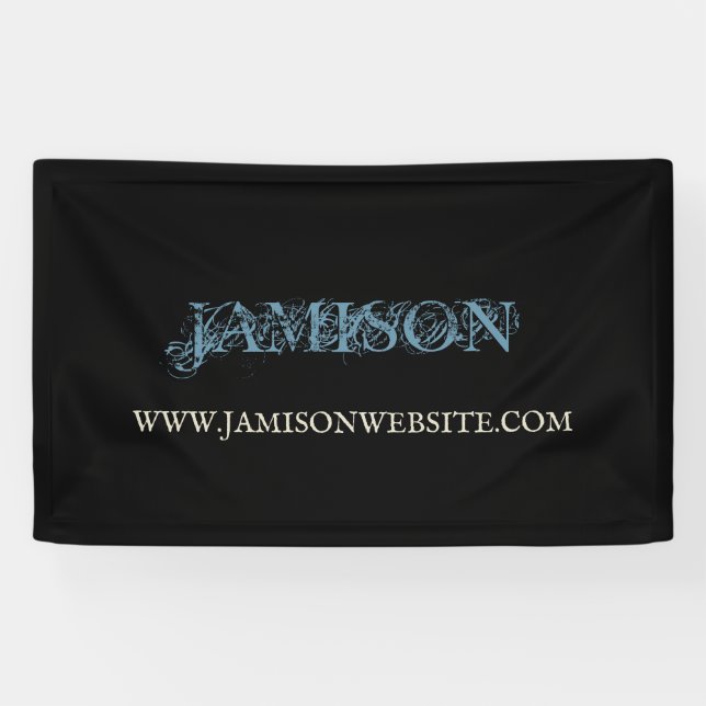 Künstlerischer Geschäftsname Blau und Schwarz Chic Banner (Horizontal)