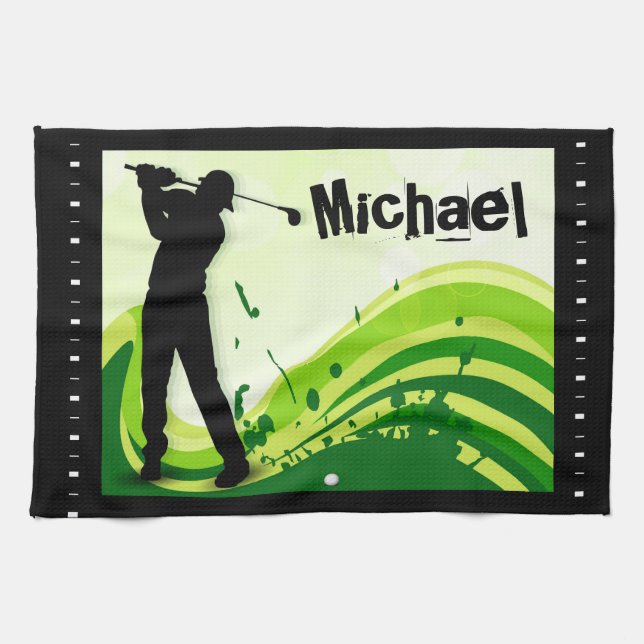 Künstlerischer Golf-Spieler Küchentuch (Horizontal)