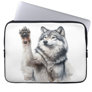 Künstlerischer Grauwolf in Aquarell Laptopschutzhülle