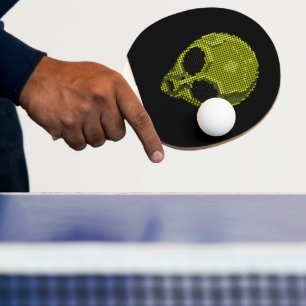 Künstlerischer grüner Alienkopf auf schwarzem Hint Tischtennis Schläger