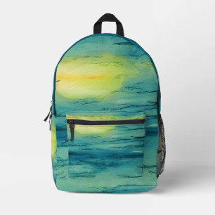 Künstlerischer, handgemalter Wasserfarben Blau Bedruckter Rucksack