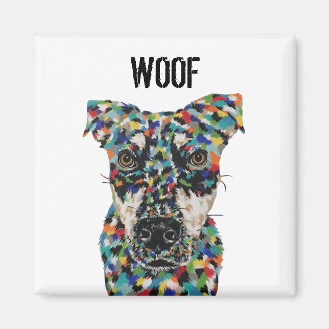 Künstlerischer Hund Woof Magnet (Vorne)