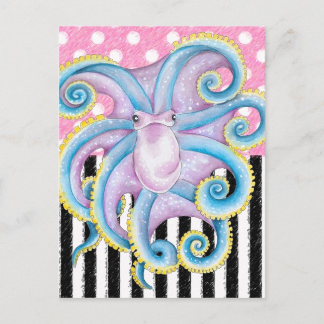 Künstlerischer Oktopus Postkarte (Vorderseite)