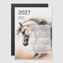 Künstlerischer Pferdekalender 2027 mit Magnetrücks