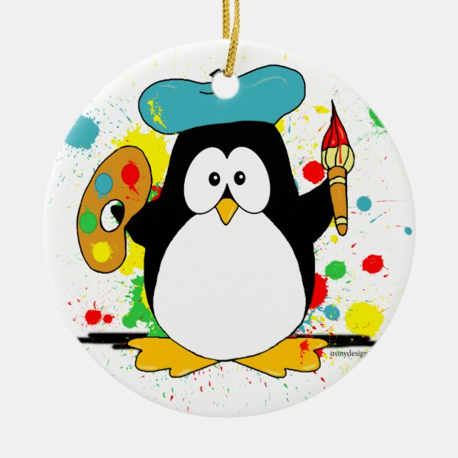 Künstlerischer Pinguin Keramikornament (Vorne)