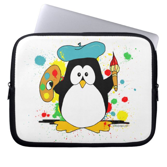 Künstlerischer Pinguin Laptopschutzhülle (Vorderseite)