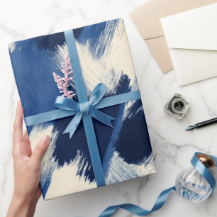 Künstlerischer Pinsel Navy Indigo Strich Abstrakte Geschenkpapier