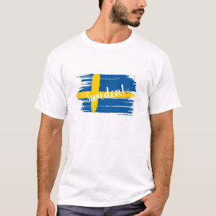 Künstlerischer Pinselstrich Schwedenflagge T-Shirt