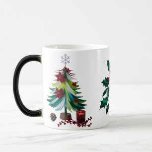 Künstlerischer Pinselstrich-Weihnachtsstern-Weihna Verwandlungstasse