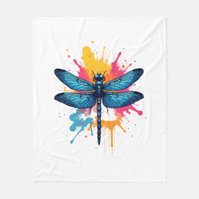 Künstlerischer Pop Malerische Drachenfliege Fleecedecke (Vorderseite)