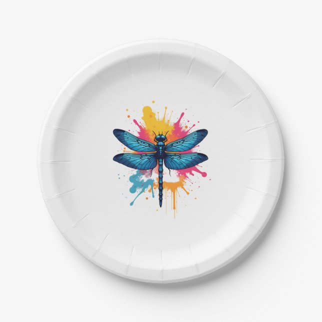 Künstlerischer Pop Malerische Drachenfliege Pappteller (Vorderseite)
