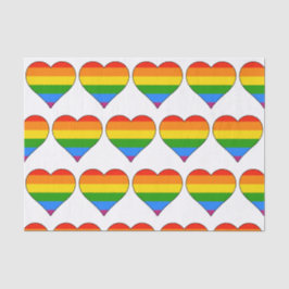 Künstlerischer Rainbow Heart Gay Pride auf Weiß Seidenpapier