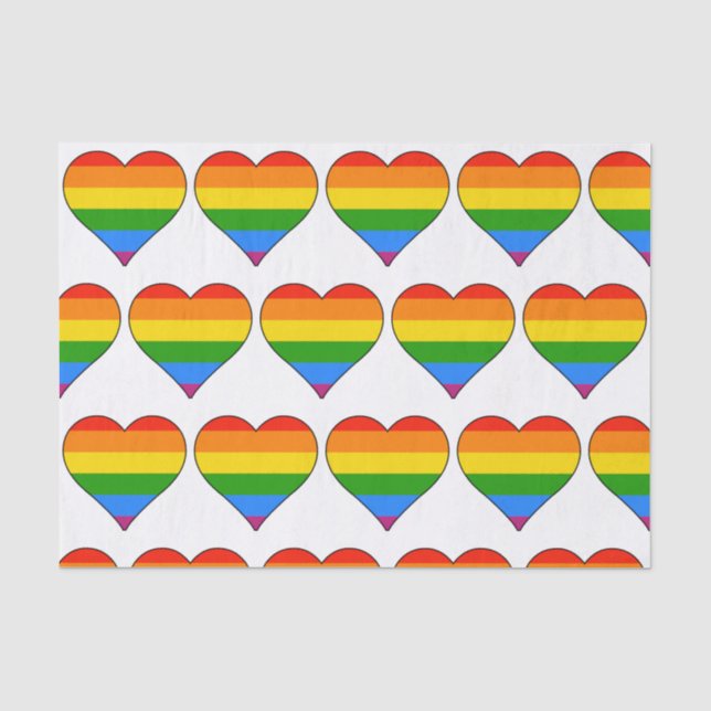 Künstlerischer Rainbow Heart Gay Pride auf Weiß Seidenpapier (Vorderseite)