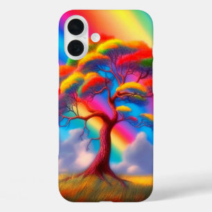 Künstlerischer Regenbogenbaum iPhone 16 Plus Hülle
