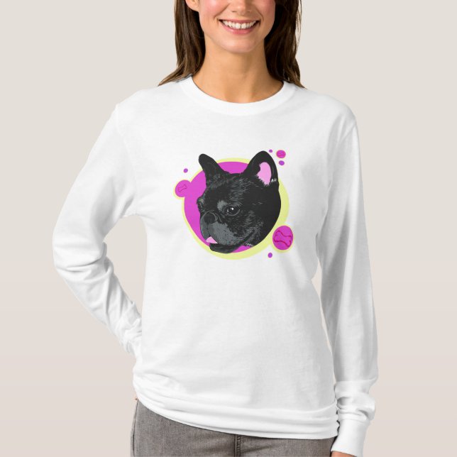 Künstlerischer Retro Frenchie französische T-Shirt (Vorderseite)