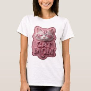 Künstlerischer rosa 3D-Text Art CAT MOM T-Shirt