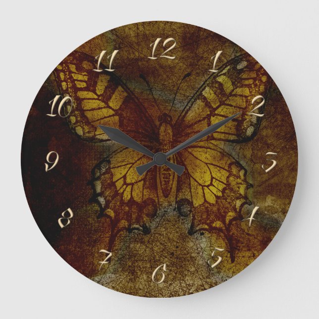 Künstlerischer Schmetterling Große Wanduhr (Vorderseite)