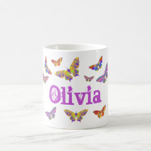 Künstlerischer Schmetterling Olivia Name Kaffeetasse