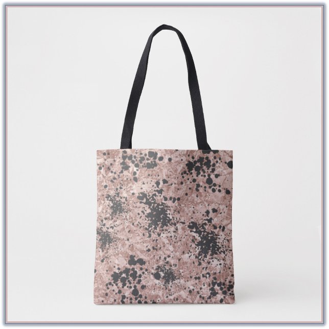 Künstlerischer Schwarzer Paint-Spritzer Lila Beige Tasche (Von Creator hochgeladen)