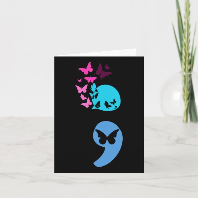 Künstlerischer Semicolon Butterfly Suizidverhütung Karte (Vorderseite)