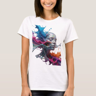 Künstlerischer Silberner ABSTRACT ART Mode Druck T-Shirt