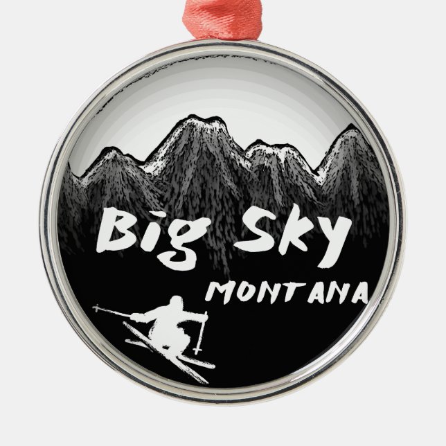 Künstlerischer Skifahrer großer Himmel-Montanas Ornament Aus Metall (Vorne)