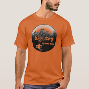 Künstlerischer Skifahrer großer Himmel-Montanas T-Shirt
