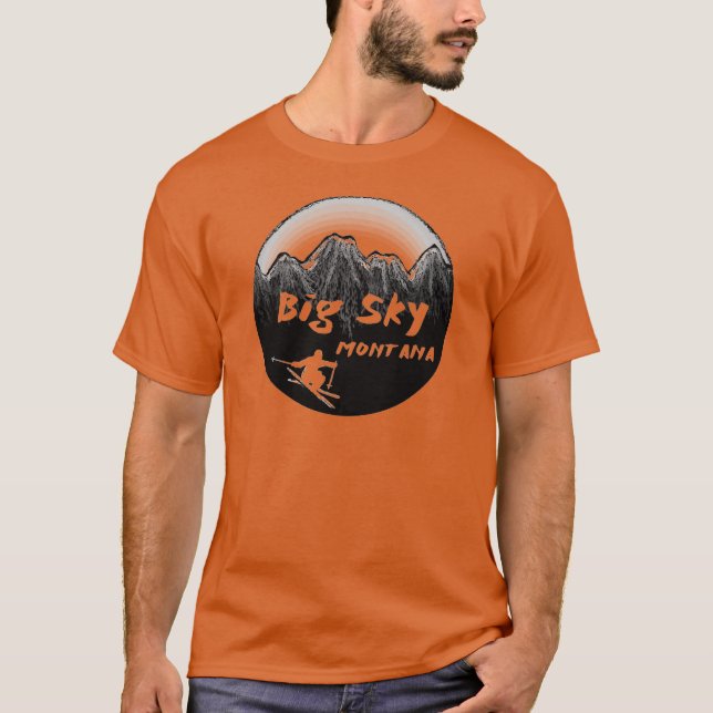 Künstlerischer Skifahrer großer Himmel-Montanas T-Shirt (Vorderseite)